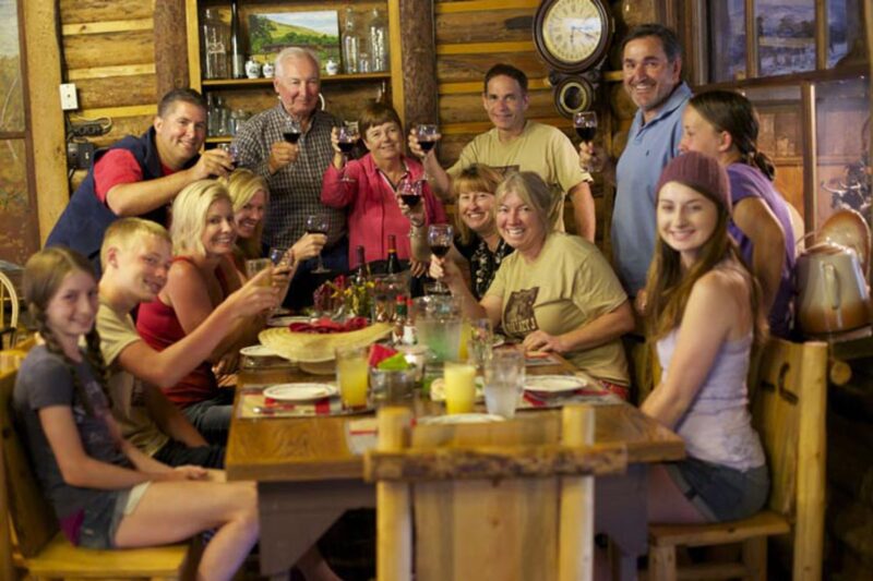 Family dining in the Rocky Mountains at Bar Lazy J Guest Ranch in Colorado