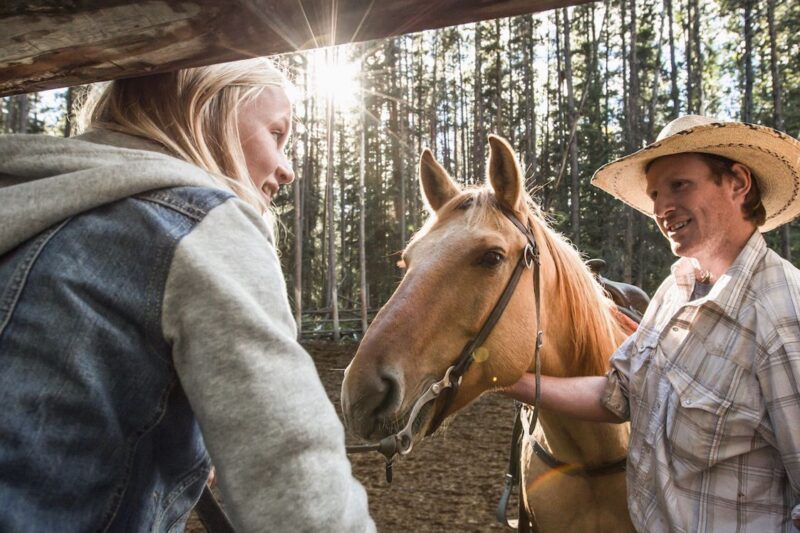 Horseback Riding with children in the Canadian Rockies at Banff Trail Riders in Banff, British Columbia, CA